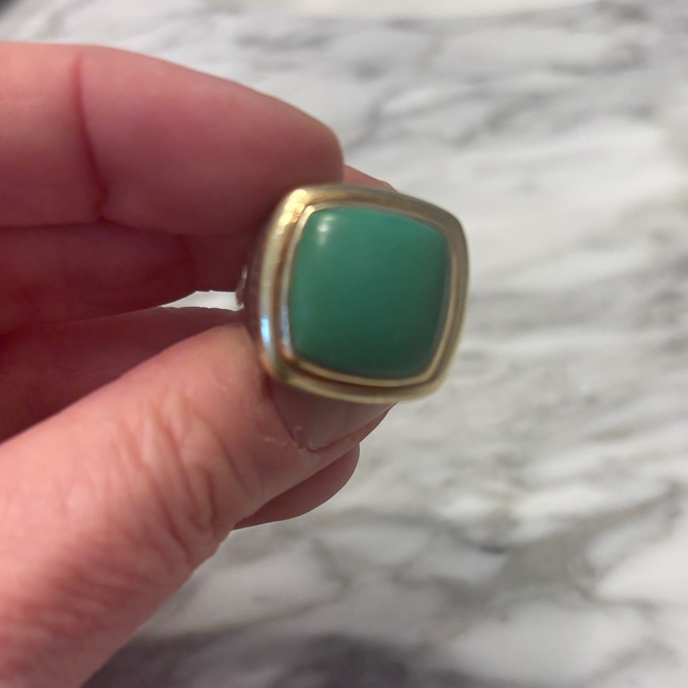 David Yurman Turquoise Silver and Gold Albion Ring Sz 7 - Picture 6 of 7